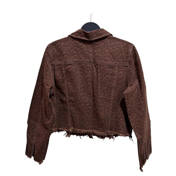 Liverpool Womens Size M  Brown Animal Print Cropped Jacket Long Sleeve Button Up - Picture 4 of 5